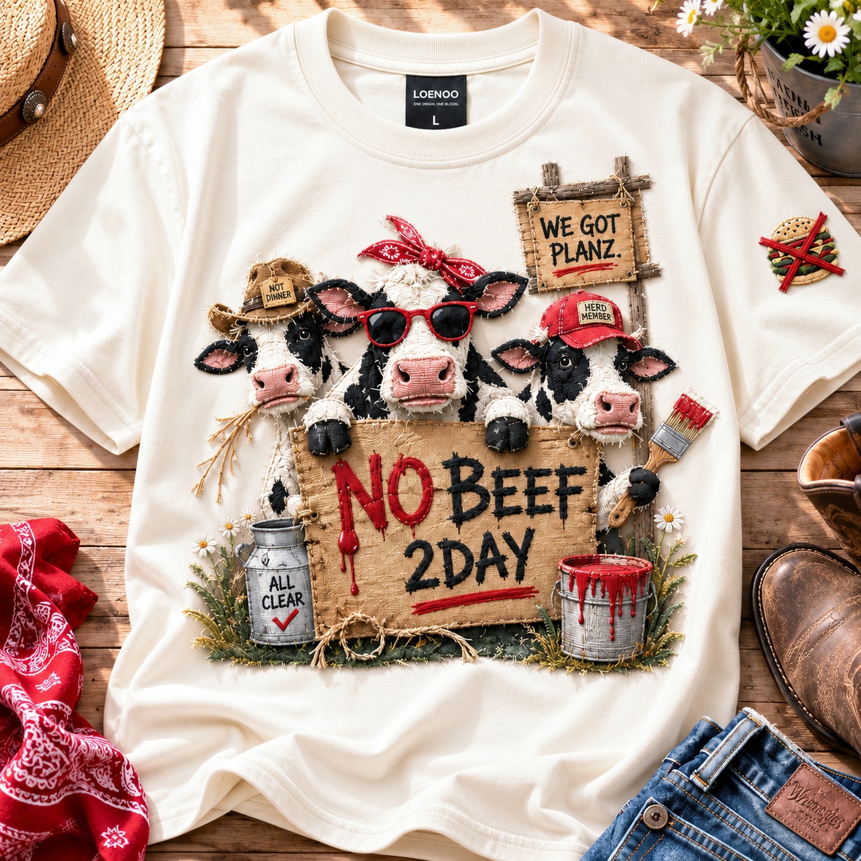 No Beef Today Funny Cow Protest Tee