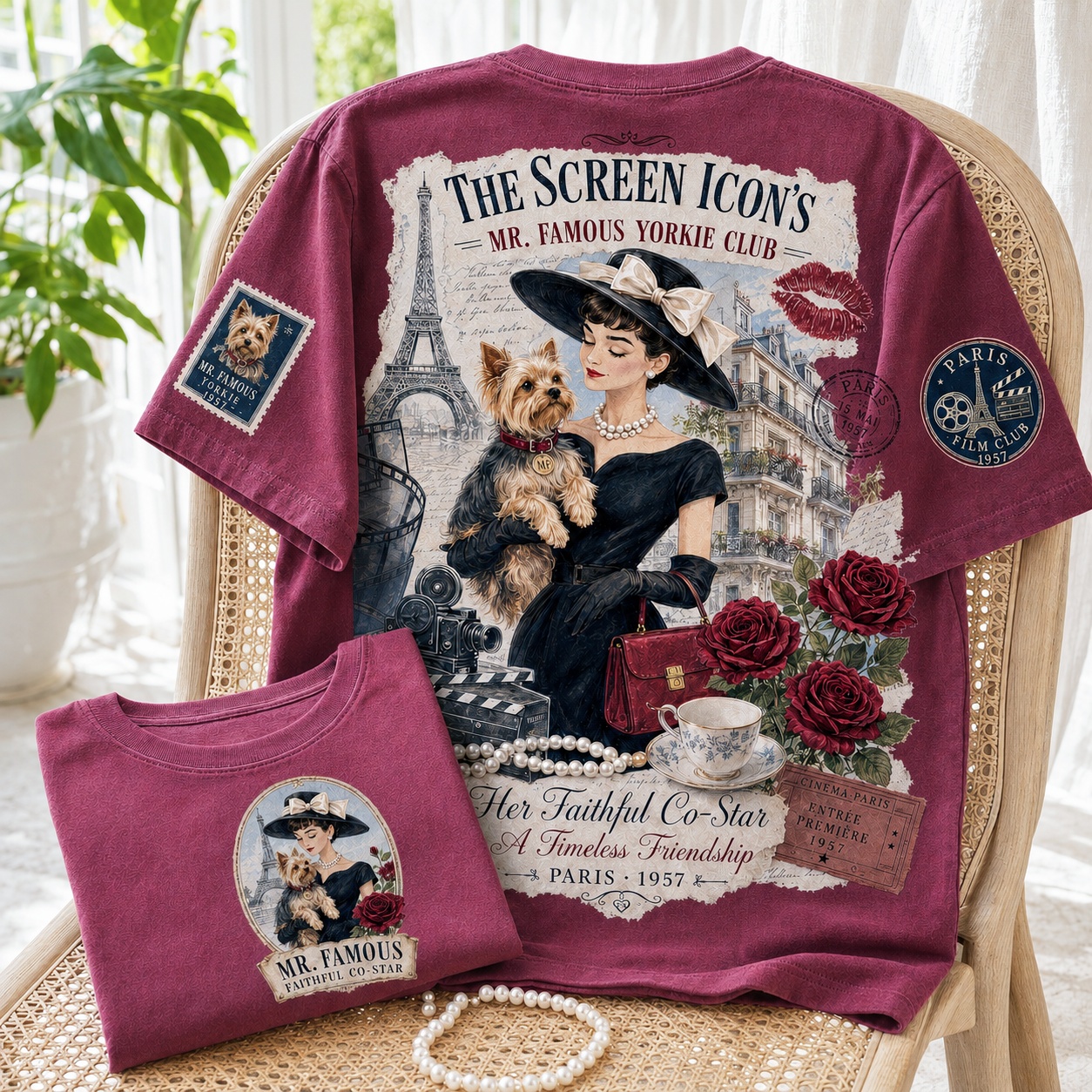 Audrey Hepburn Yorkie Tribute Tee