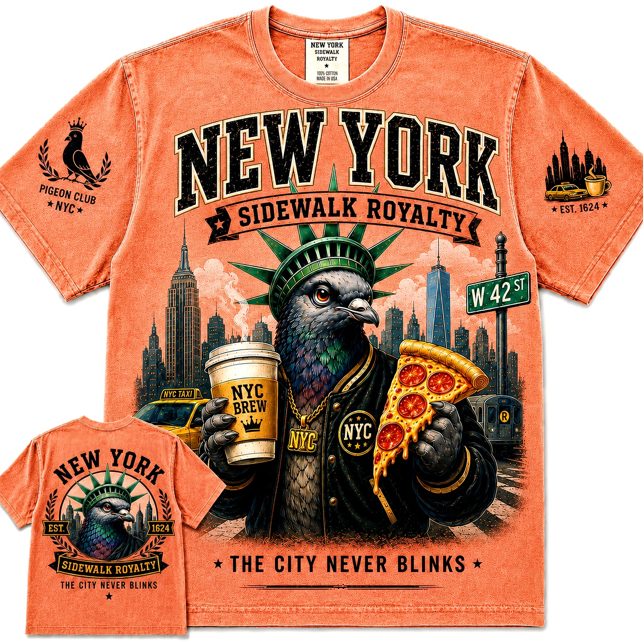 New York Sidewalk Royalty Pigeon Tee