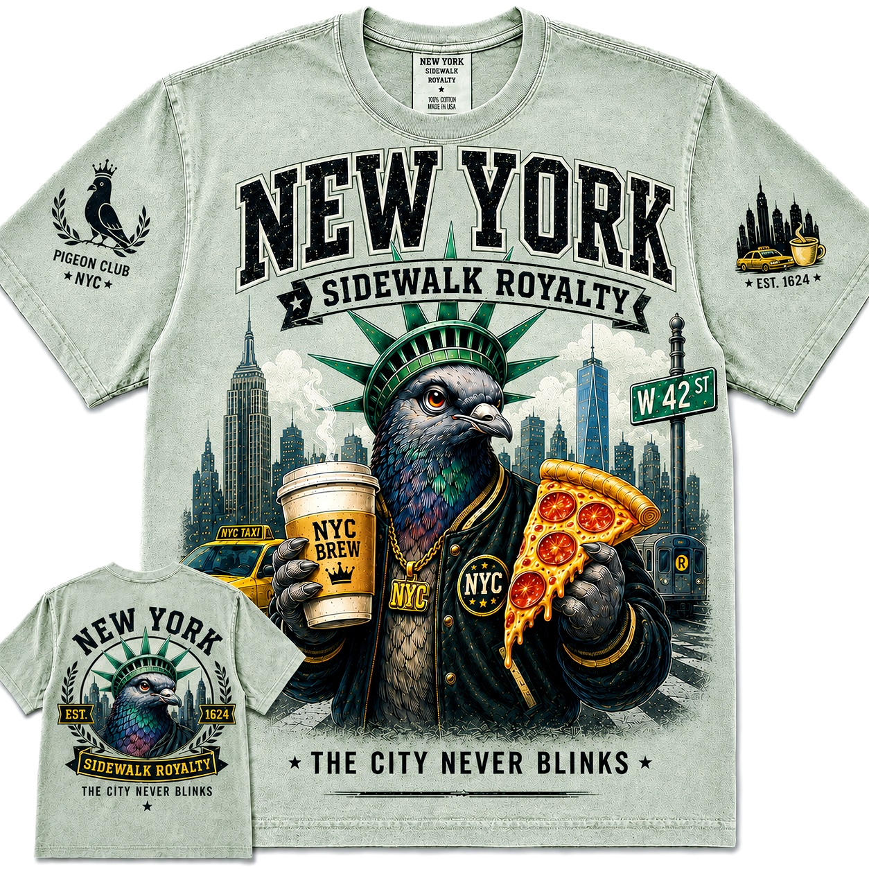 New York Sidewalk Royalty Pigeon Tee