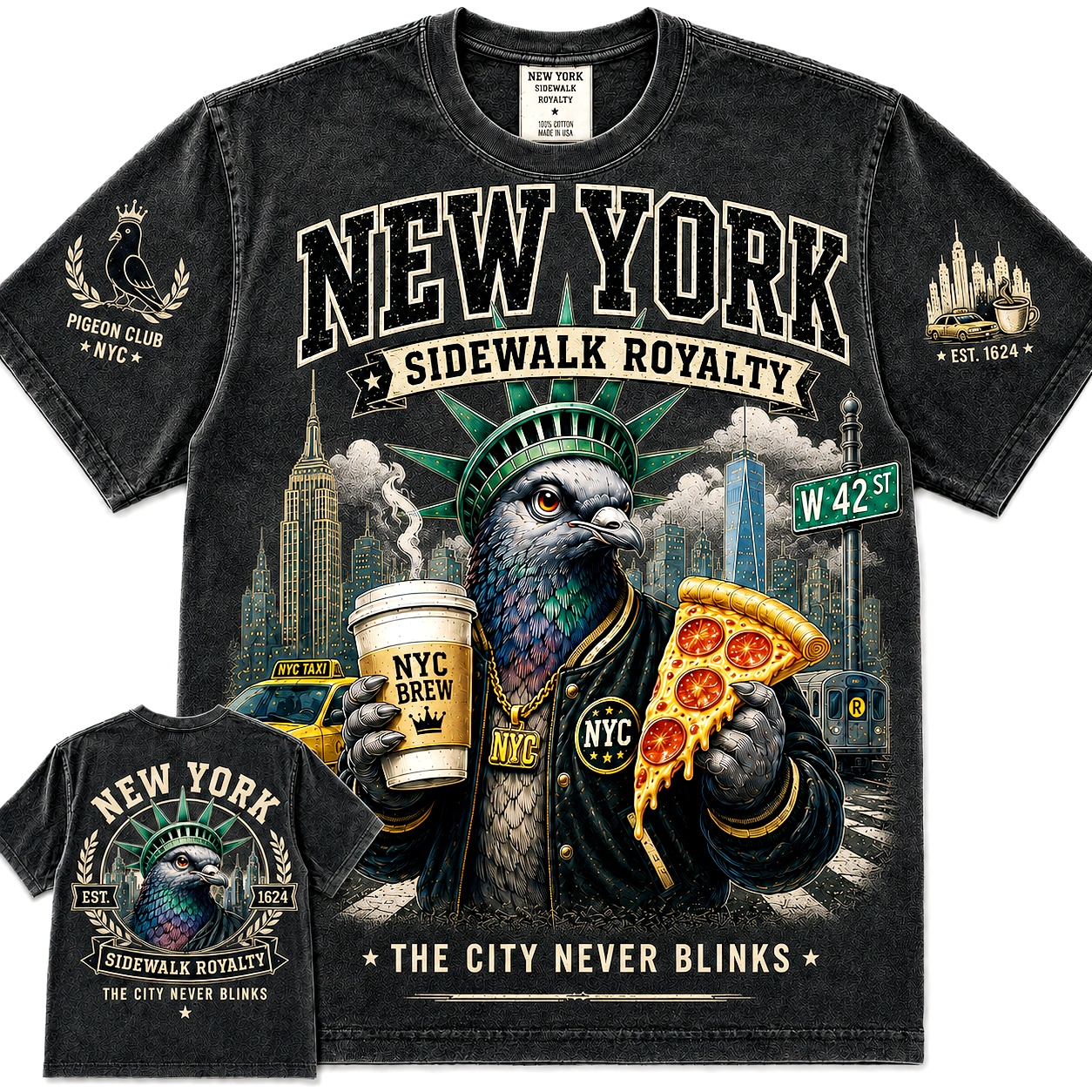New York Sidewalk Royalty Pigeon Tee