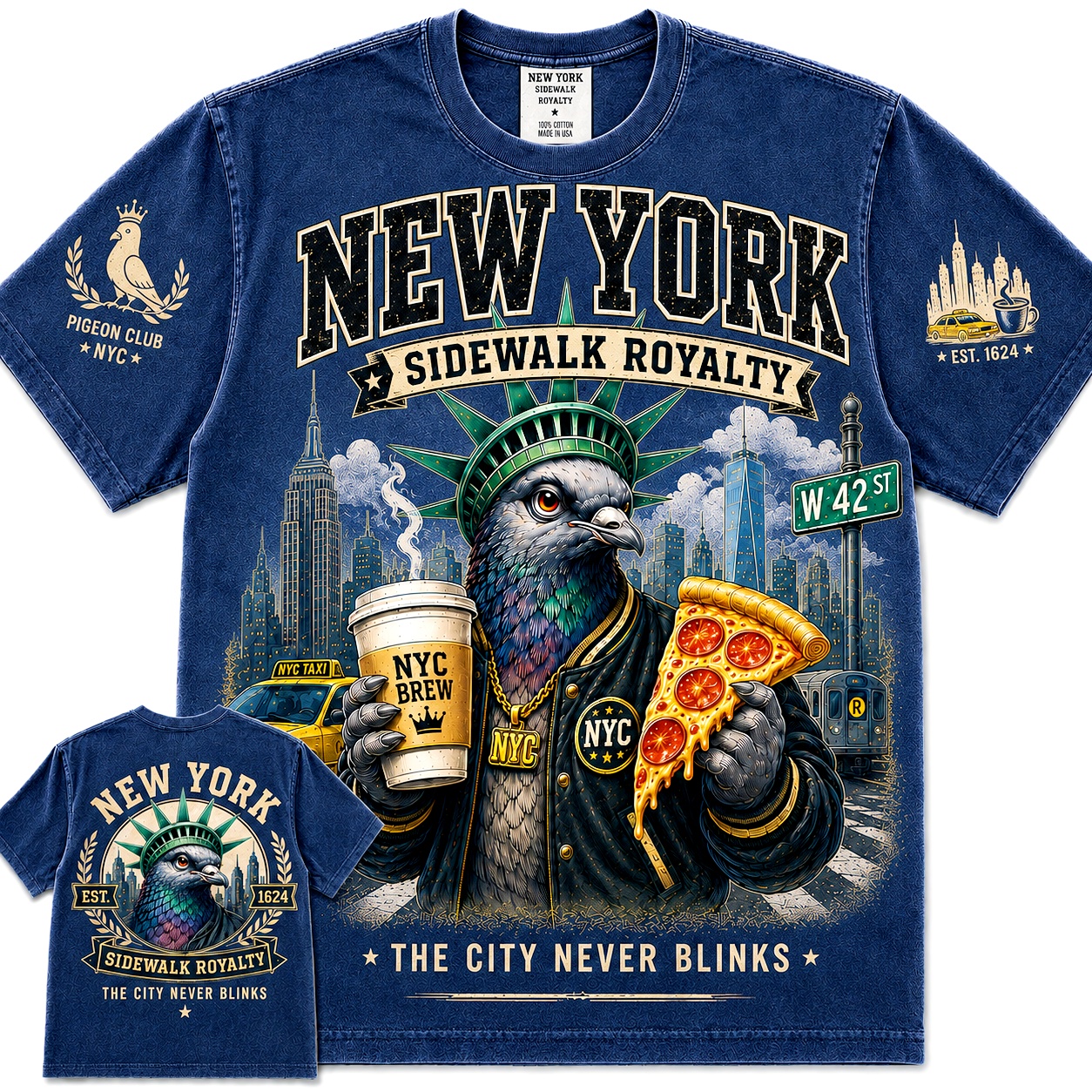 New York Sidewalk Royalty Pigeon Tee