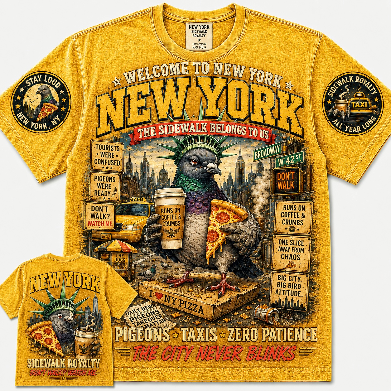 New York Sidewalk Royalty Pigeon Tee
