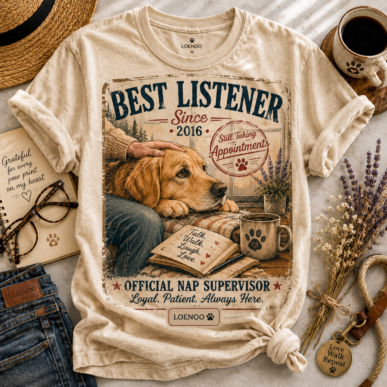 Best Listener Since 2019 – Vintage Golden Retriever Tee