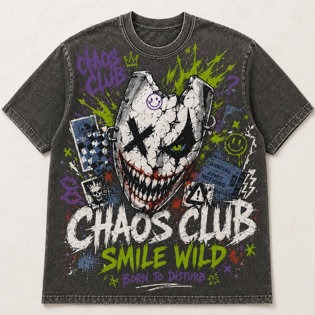 Smile First Chaos Later Clown Tee