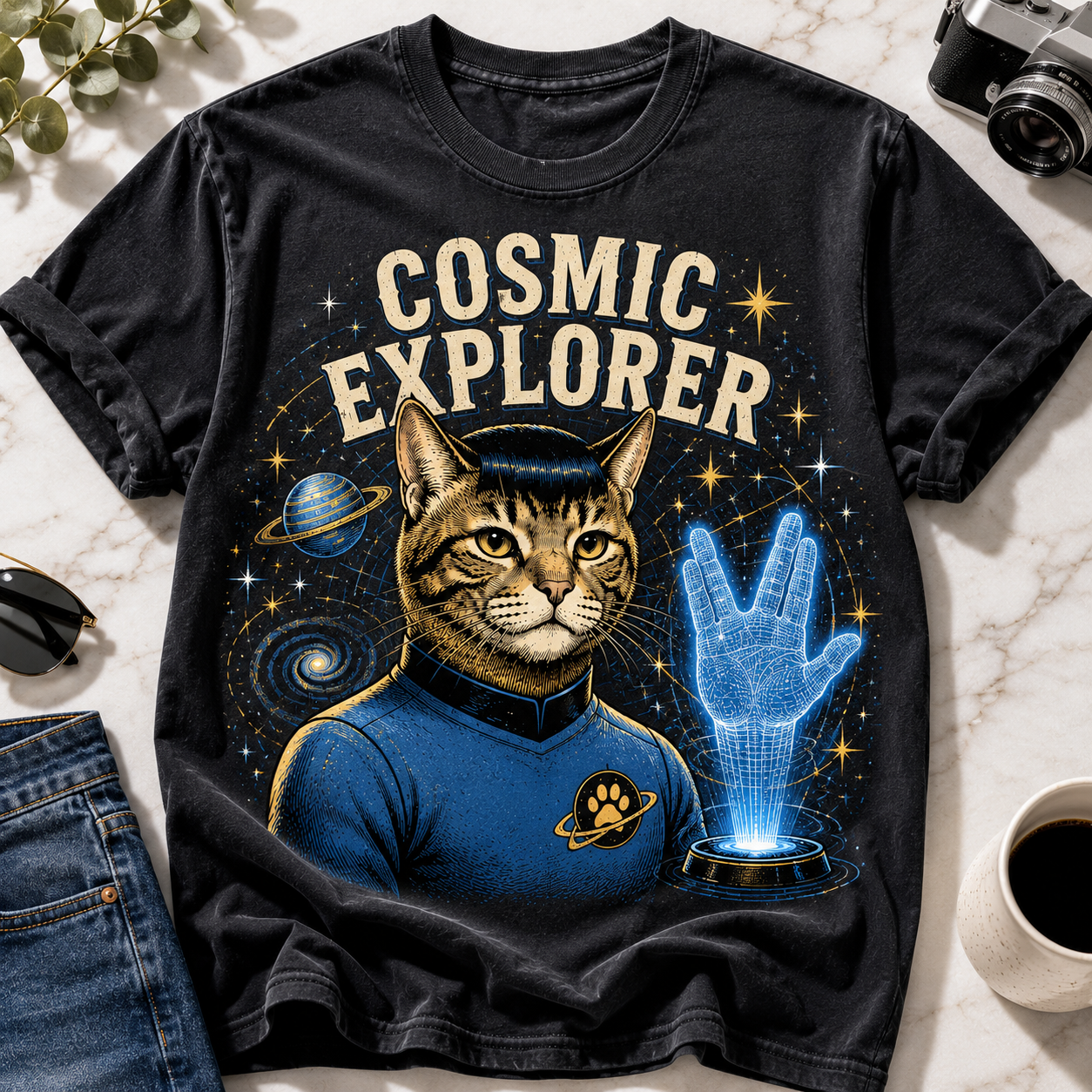Cosmic Explorer Cat Space Trek Tee