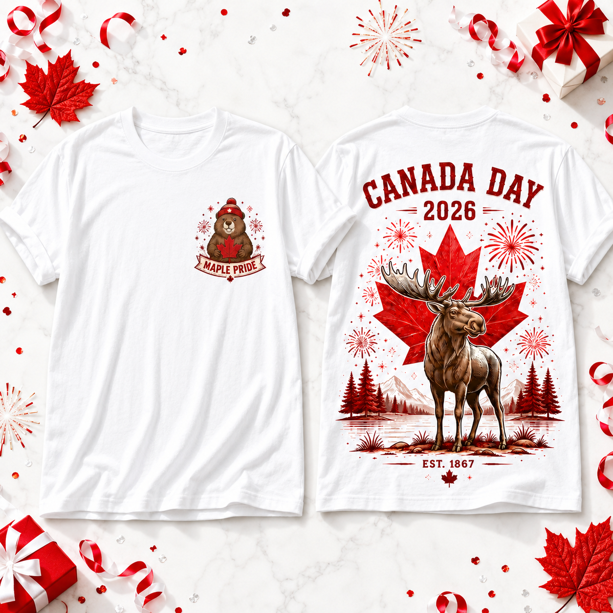 Canada Day Maple Pride Moose Tee