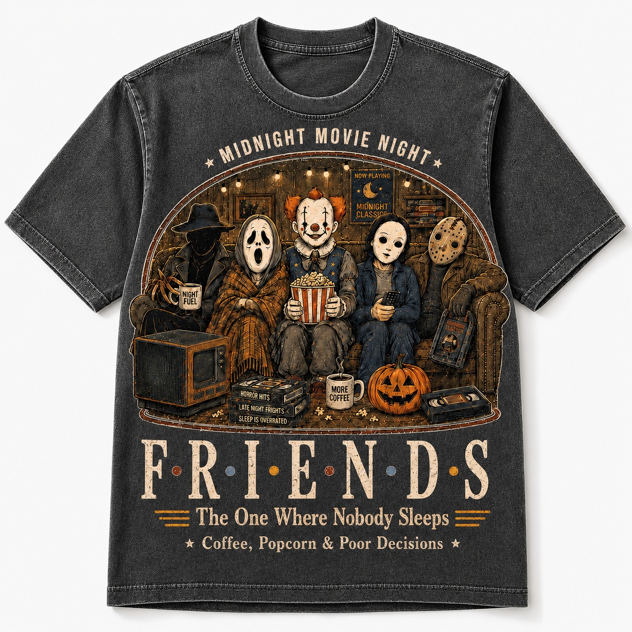 Midnight Movie Night Horror Friends Tee