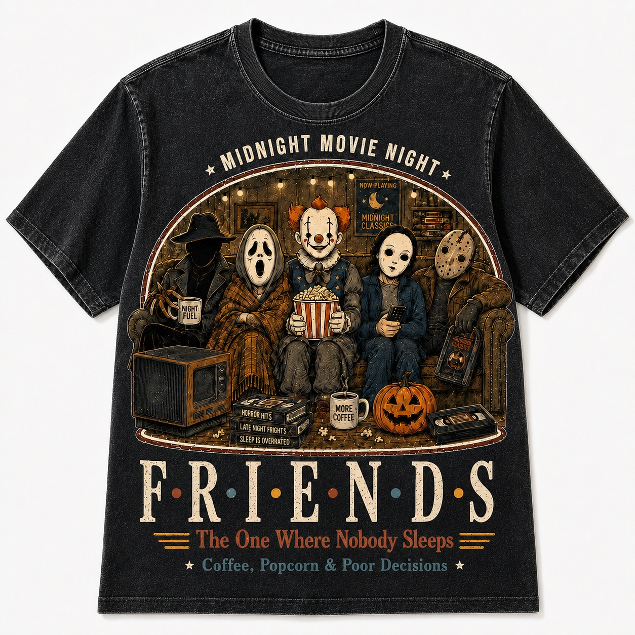 Midnight Movie Night Horror Friends Tee