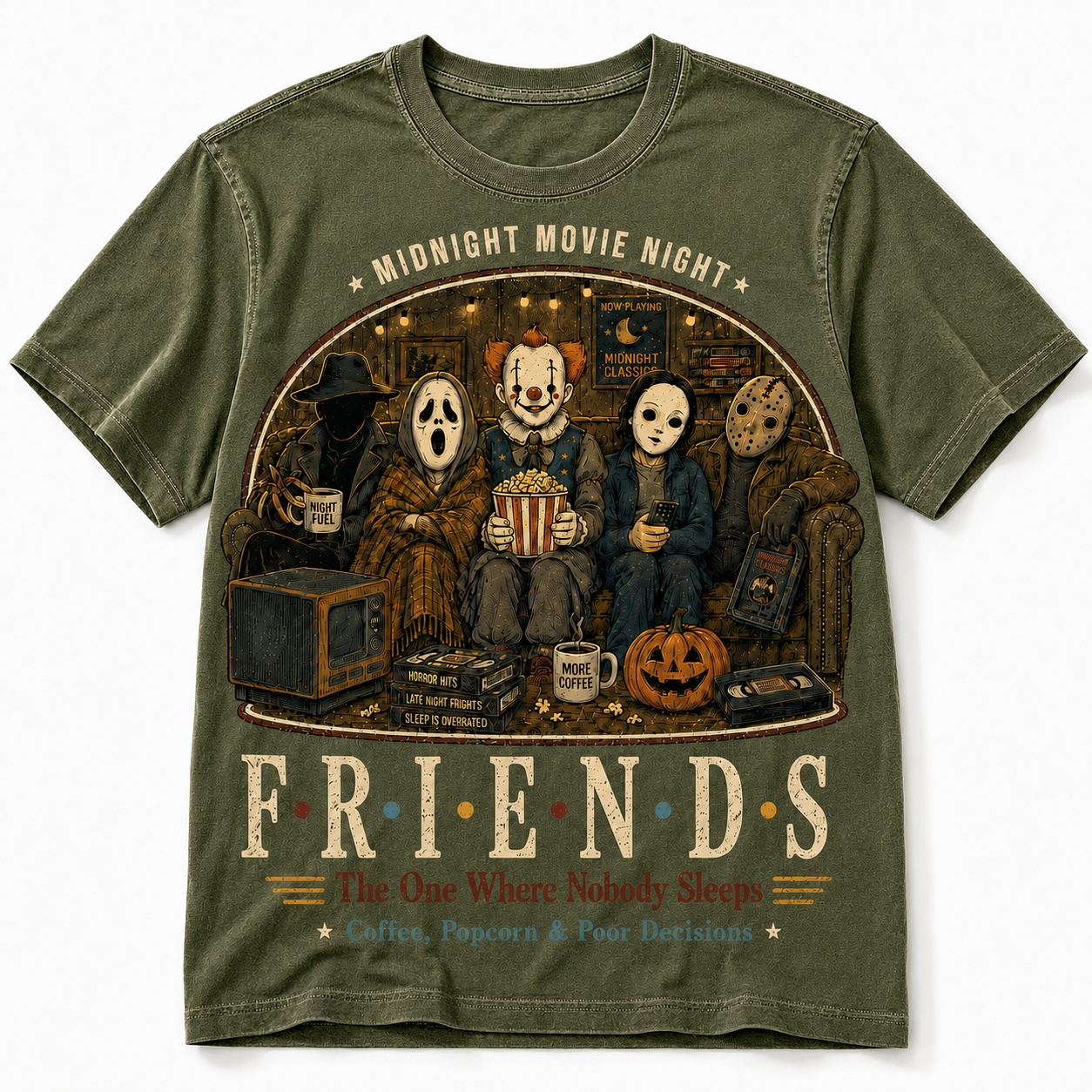 Midnight Movie Night Horror Friends Tee