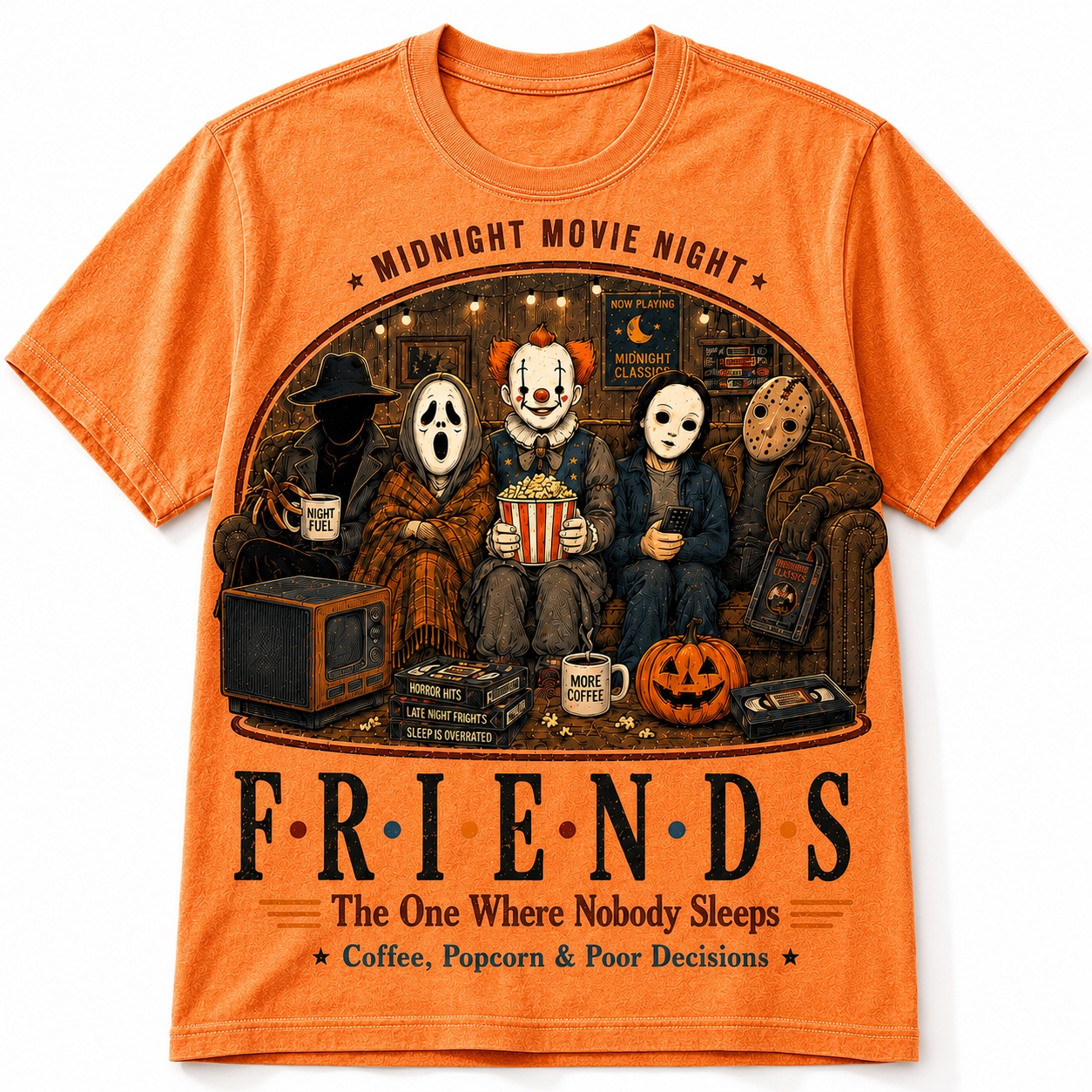 Midnight Movie Night Horror Friends Tee