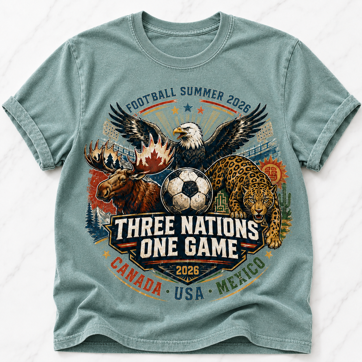 Three Nations One Game Football Tee