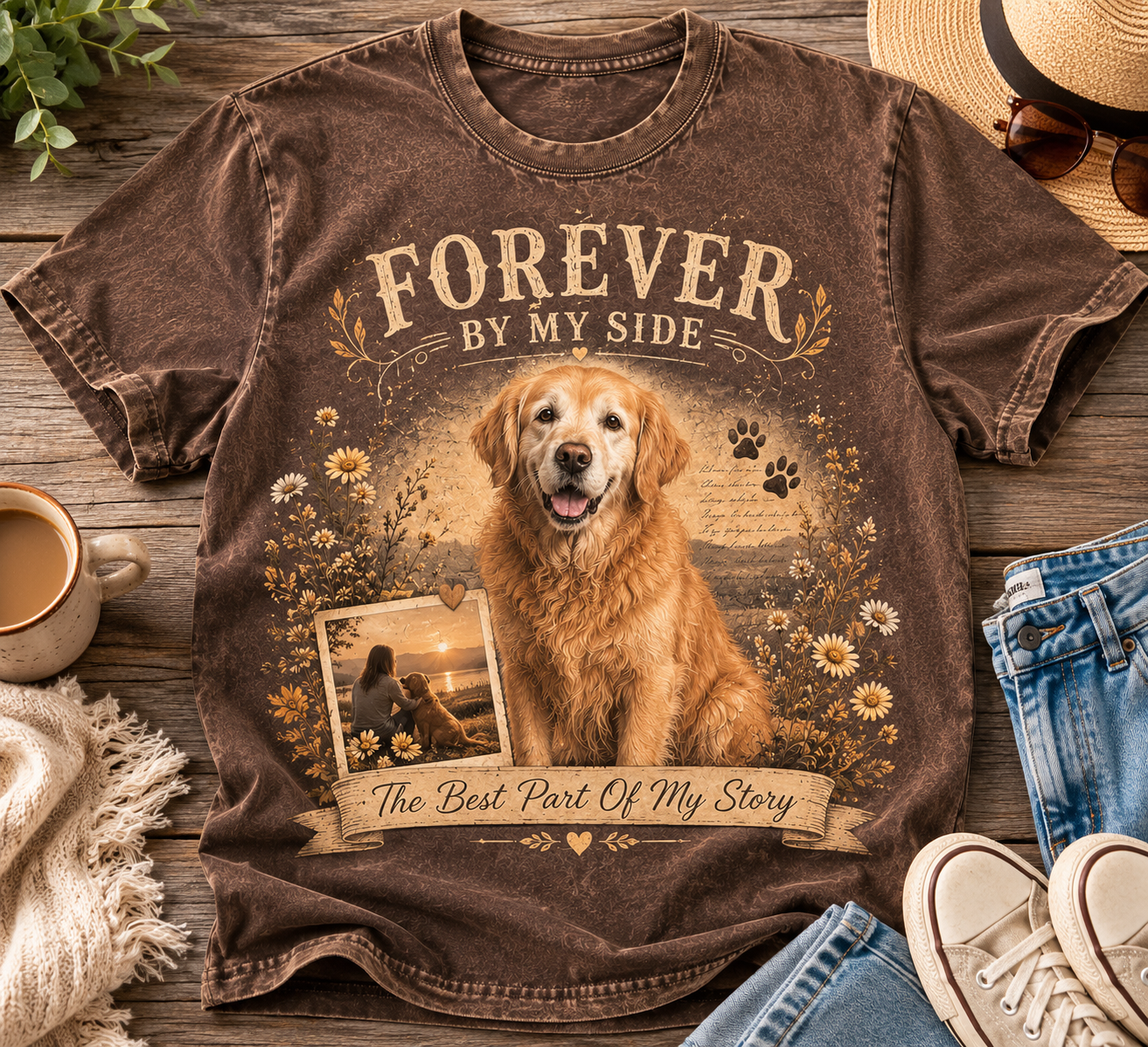 Forever In My Heart – Vintage Golden Retriever Tee