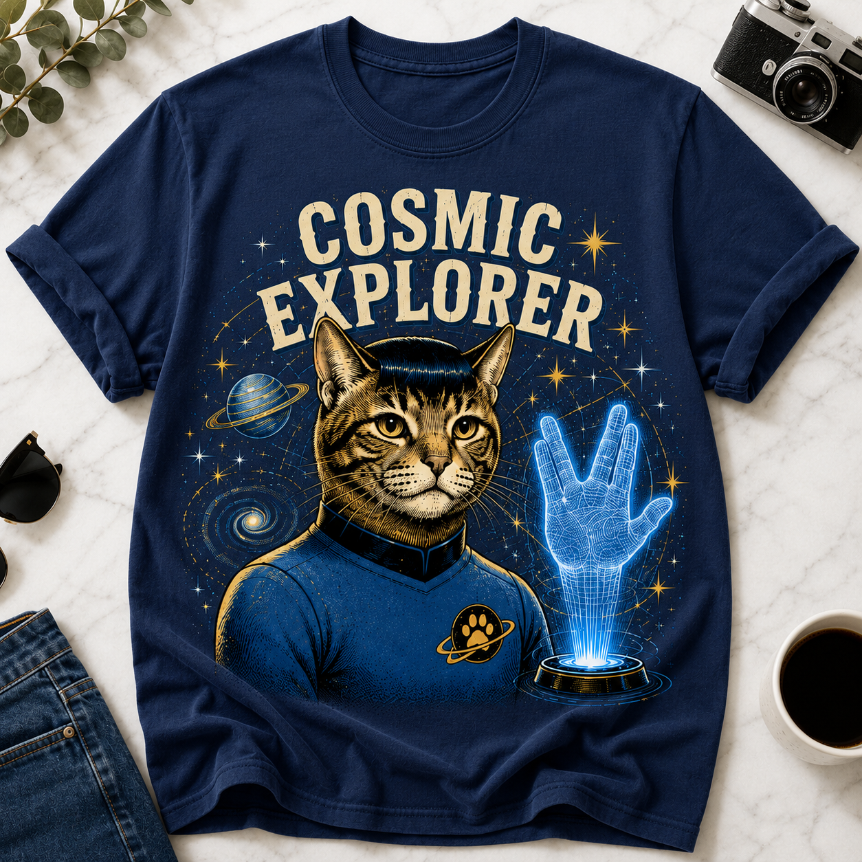 Cosmic Explorer Cat Space Trek Tee