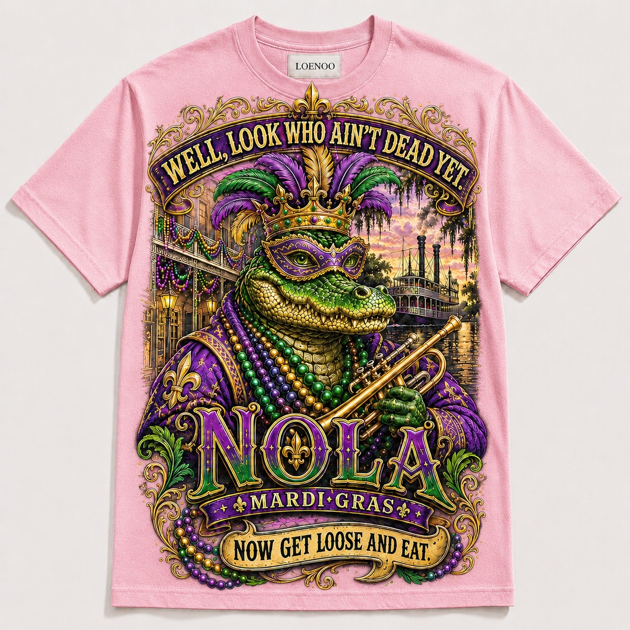 NOLA Mardi Gras Gator Graphic Tee