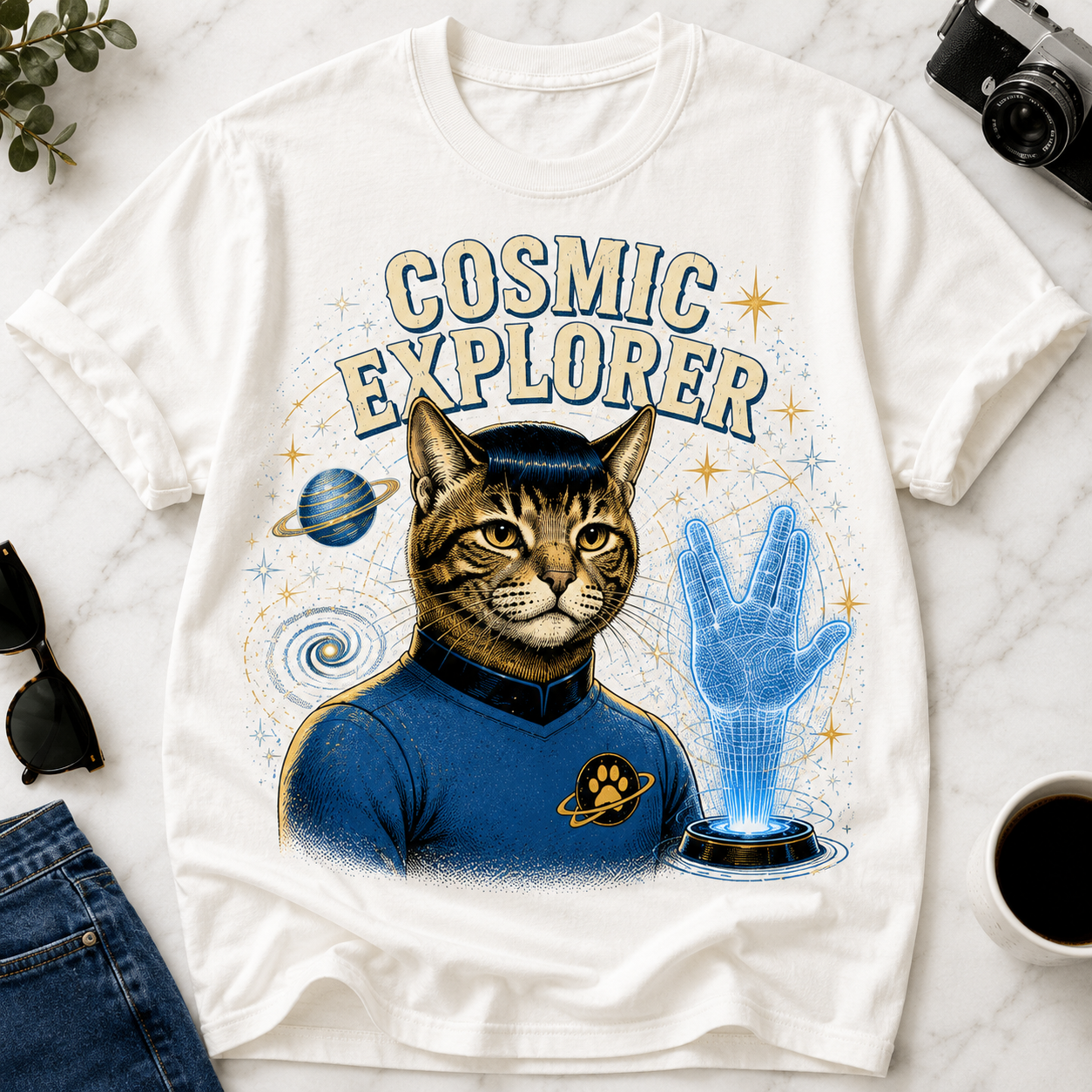 Cosmic Explorer Cat Space Trek Tee