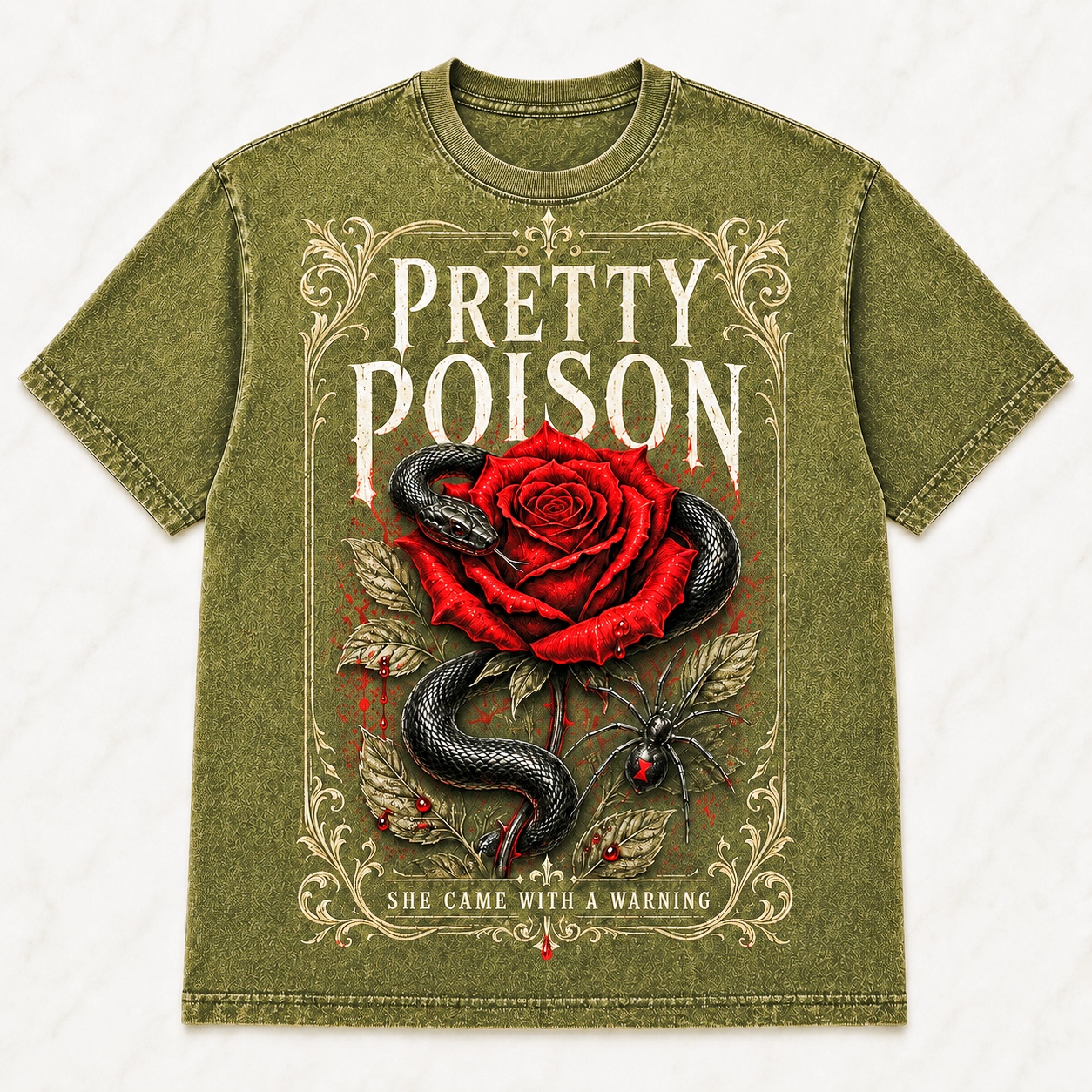 Pretty Poison Gothic Rose Snake Tee