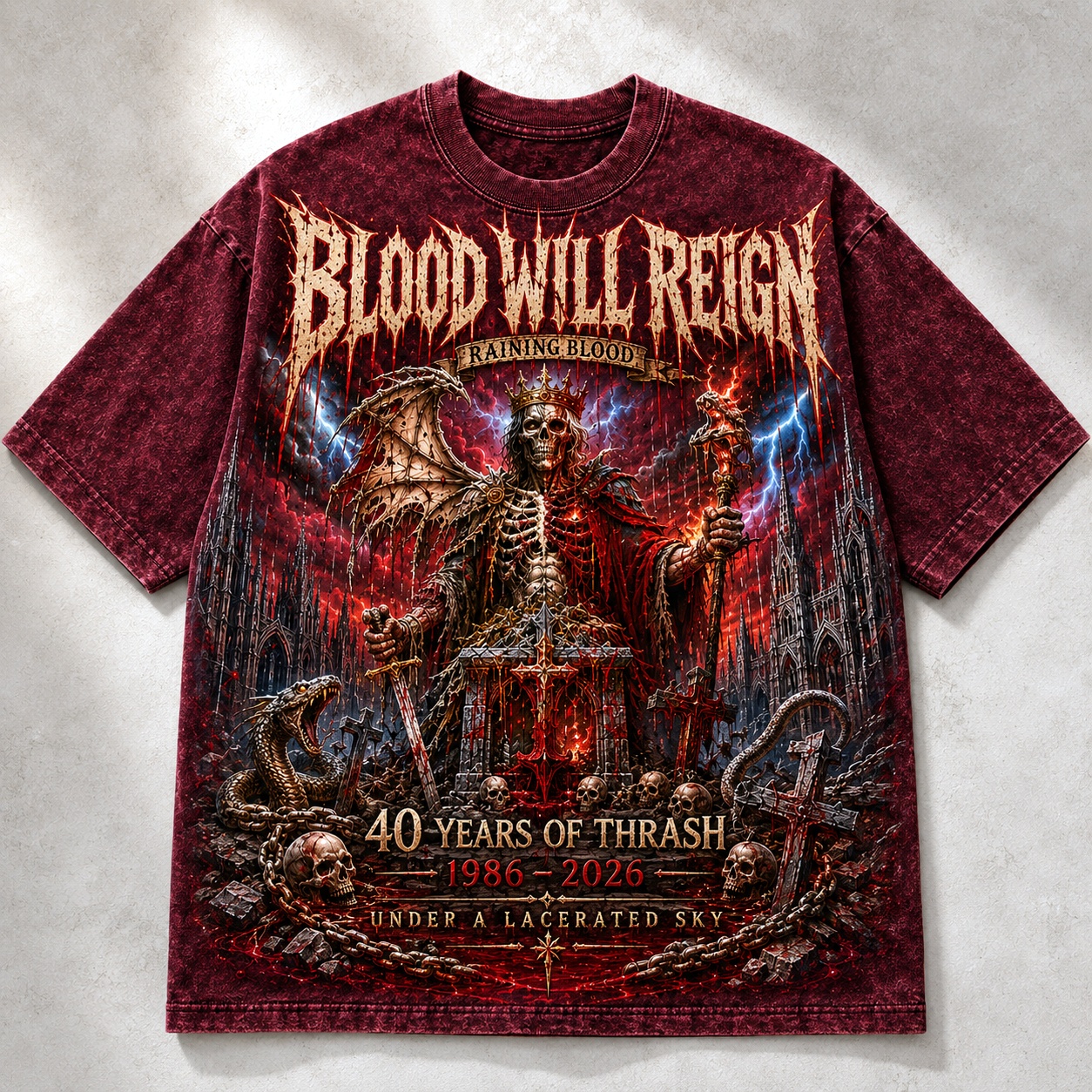 40 Years of Thrash Blood Rain Graphic Tee