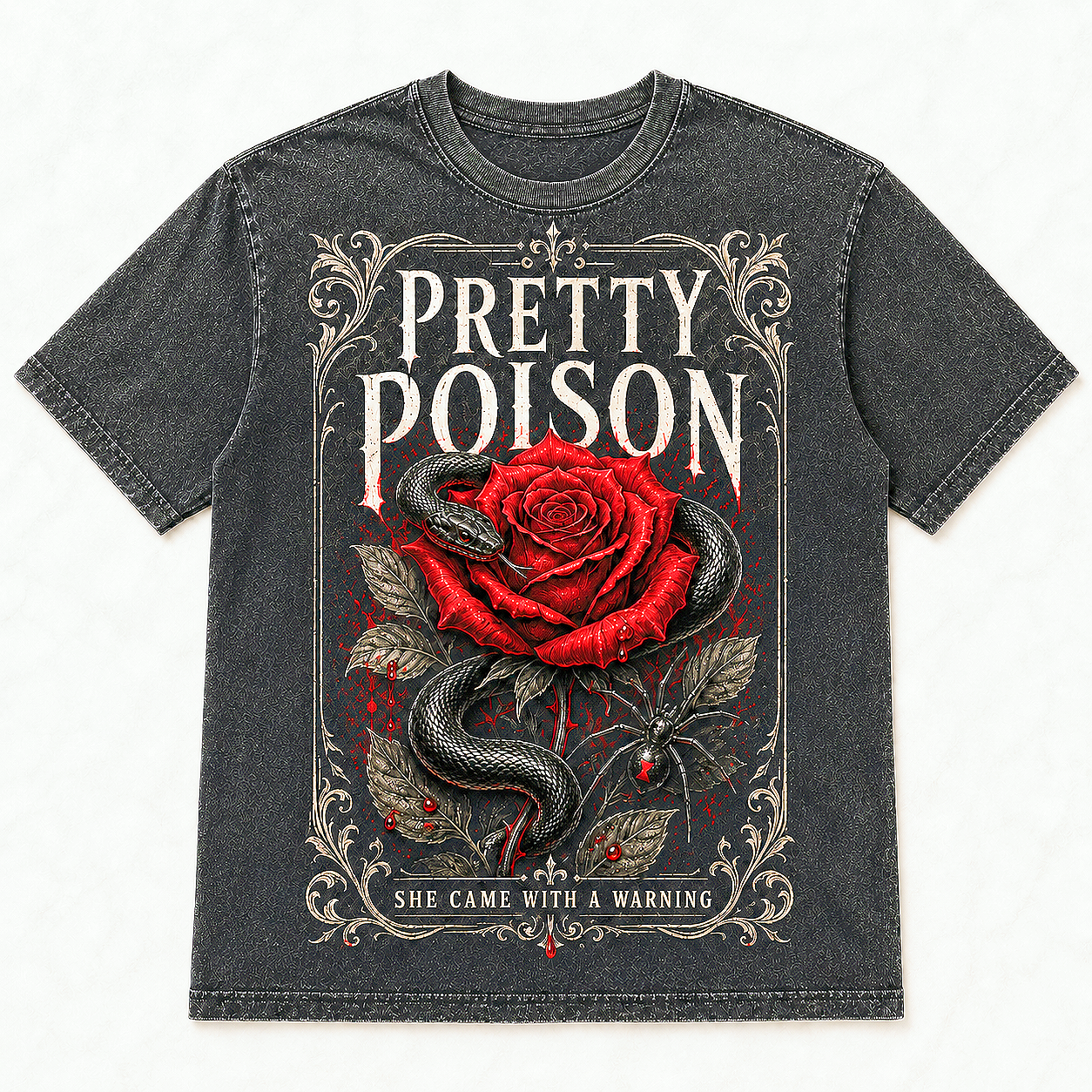 Pretty Poison Gothic Rose Snake Tee