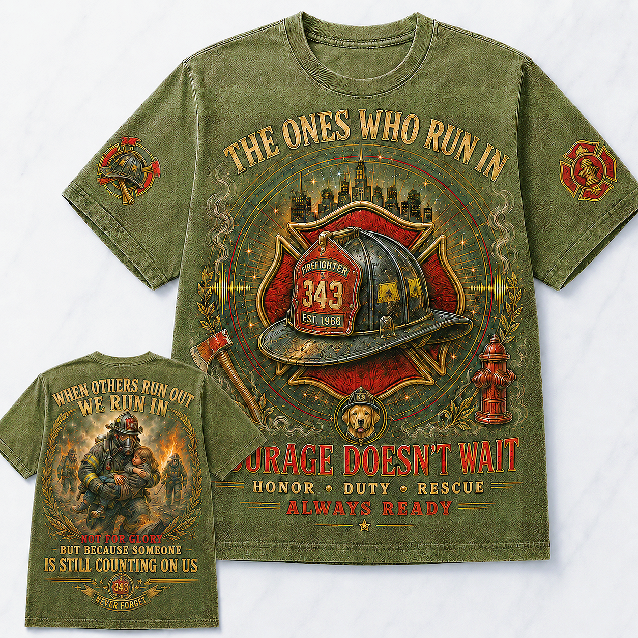The Ones Who Run In Firefighter Tribute T-Shirt