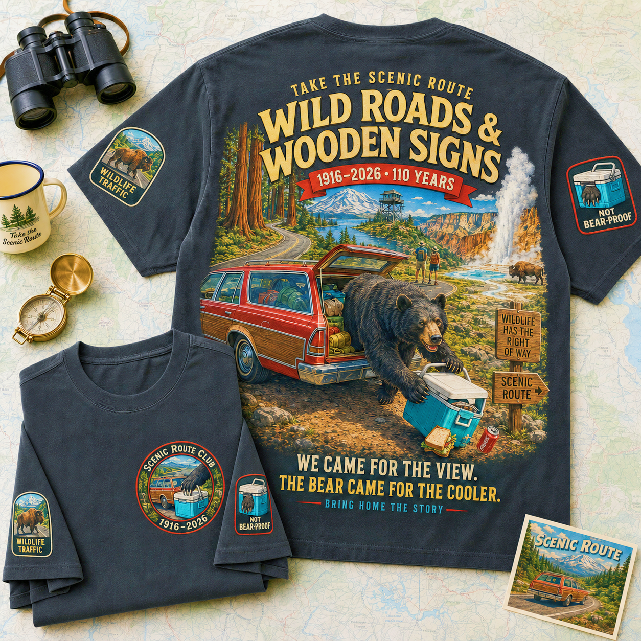 Wild Roads & Wooden Signs Bear Adventure T-Shirt