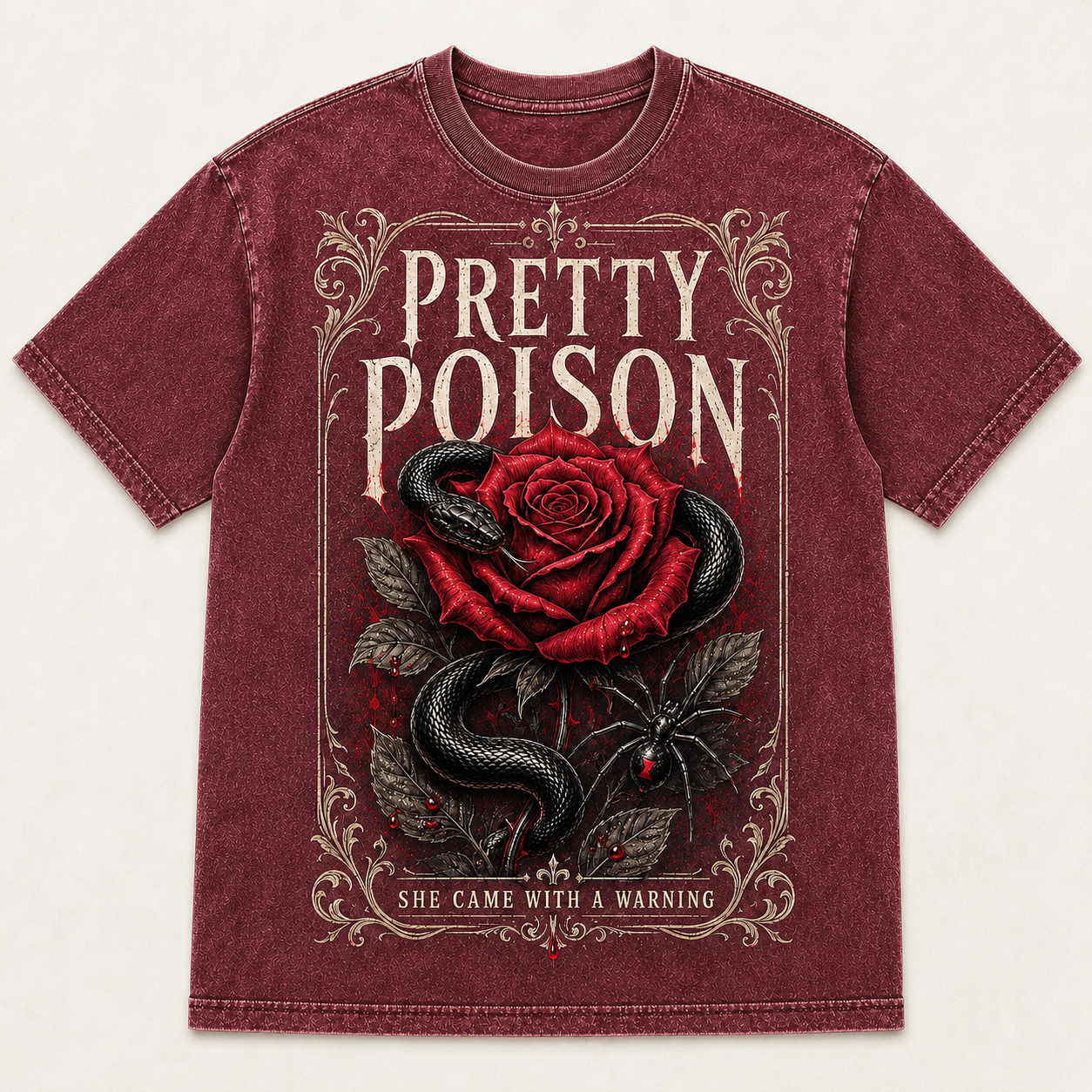 Pretty Poison Gothic Rose Snake Tee