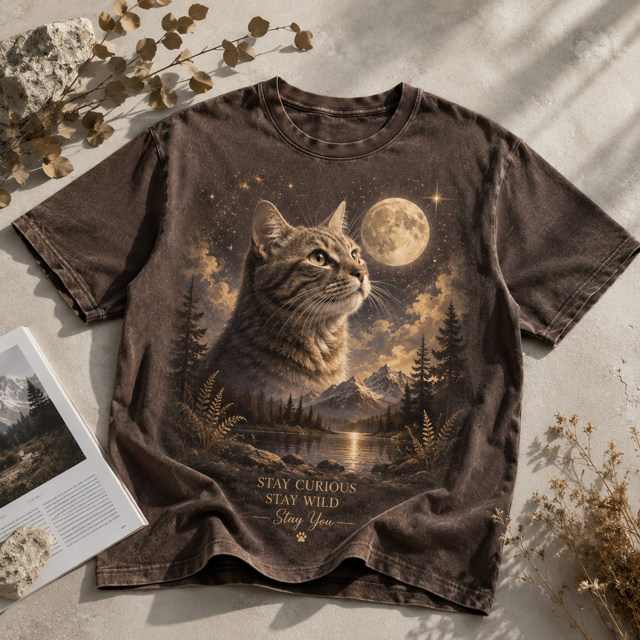 Moonlit Whiskers – Vintage Cat Tee
