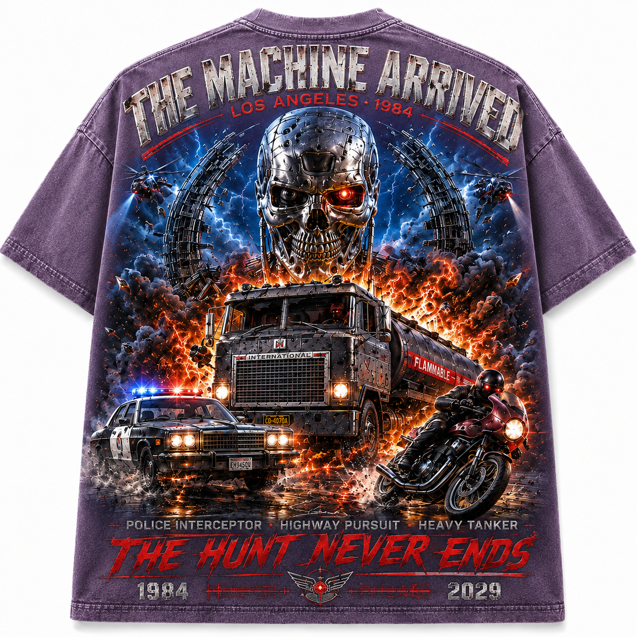 The Hunt Never Ends Retro Highway Pursuit T-Shirt