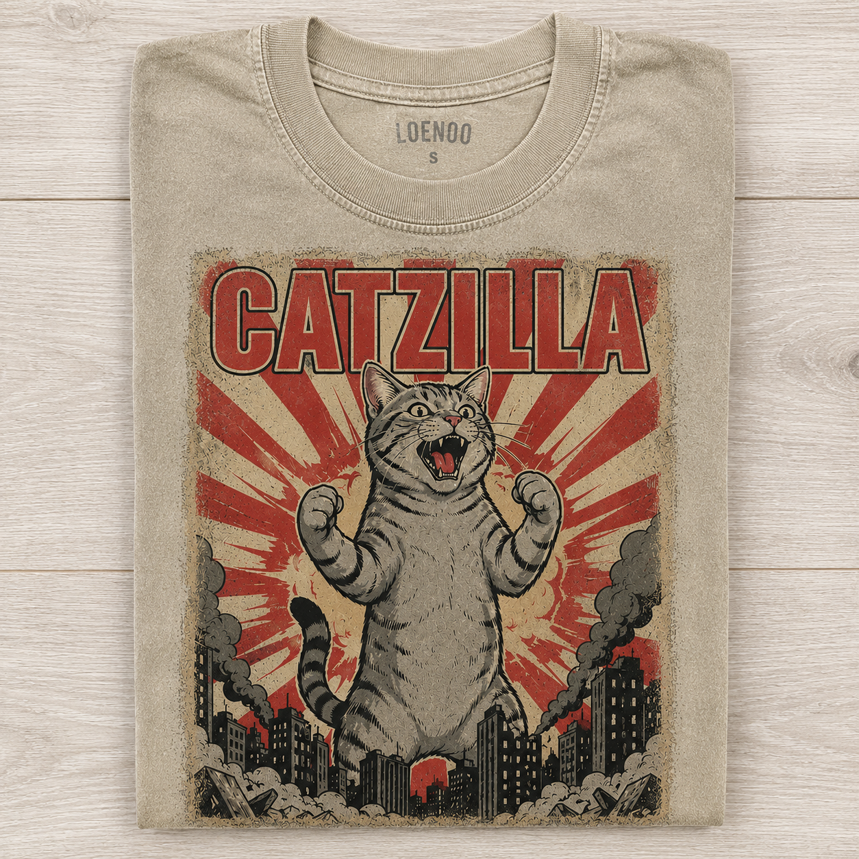 🐱 CATZILLA – The Ultimate Feline Destruction Vintage Tee