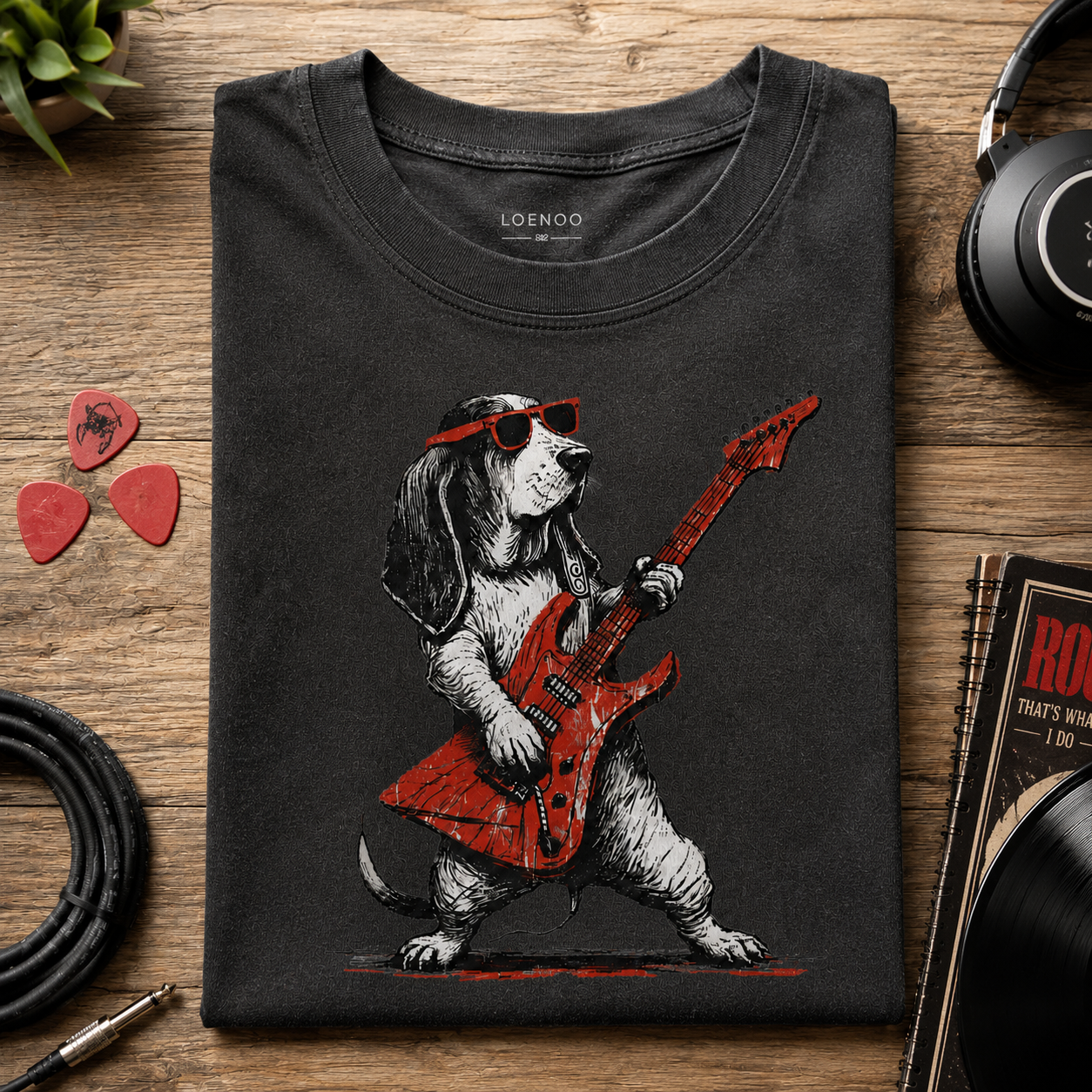 🎸 Rock Loud, Wag Proud – Vintage Guitar Dog Tee