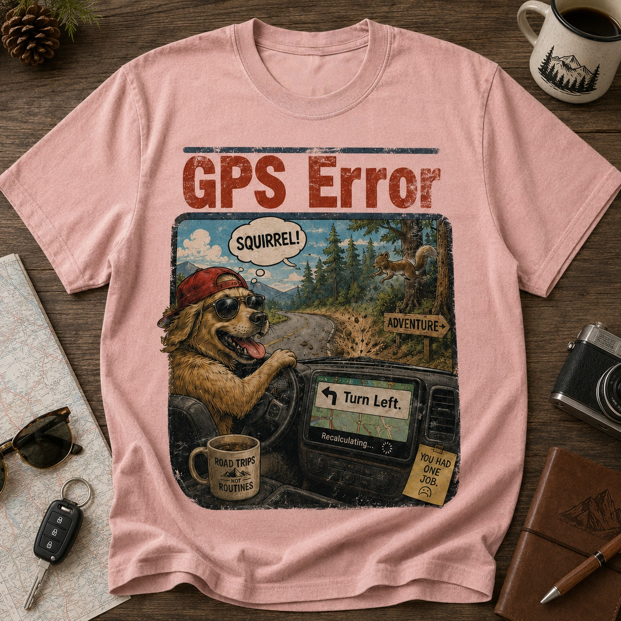 GPS Error Dog Graphic T-Shirt🚗