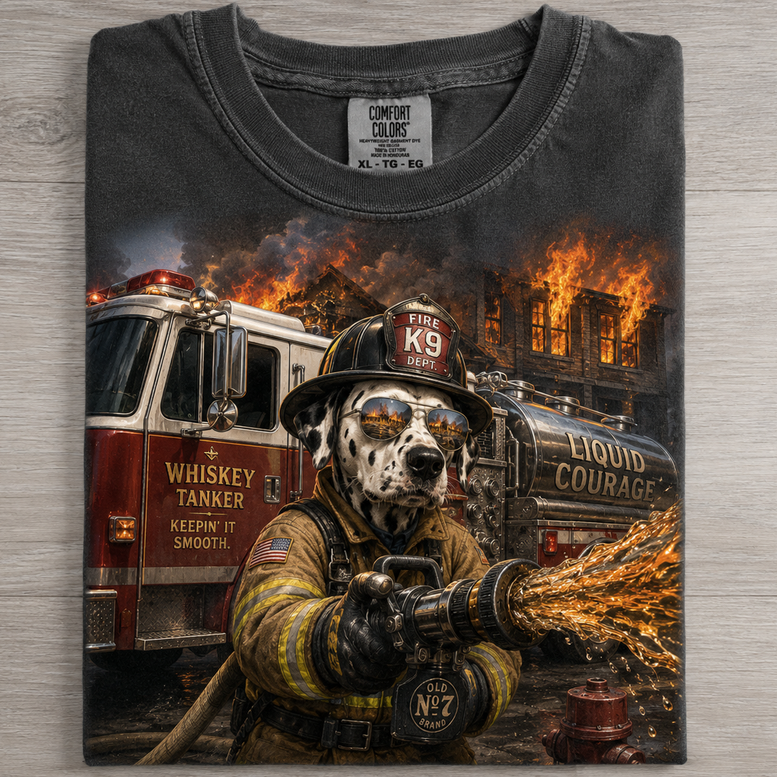 Firefighter Dalmatian Whiskey Tee