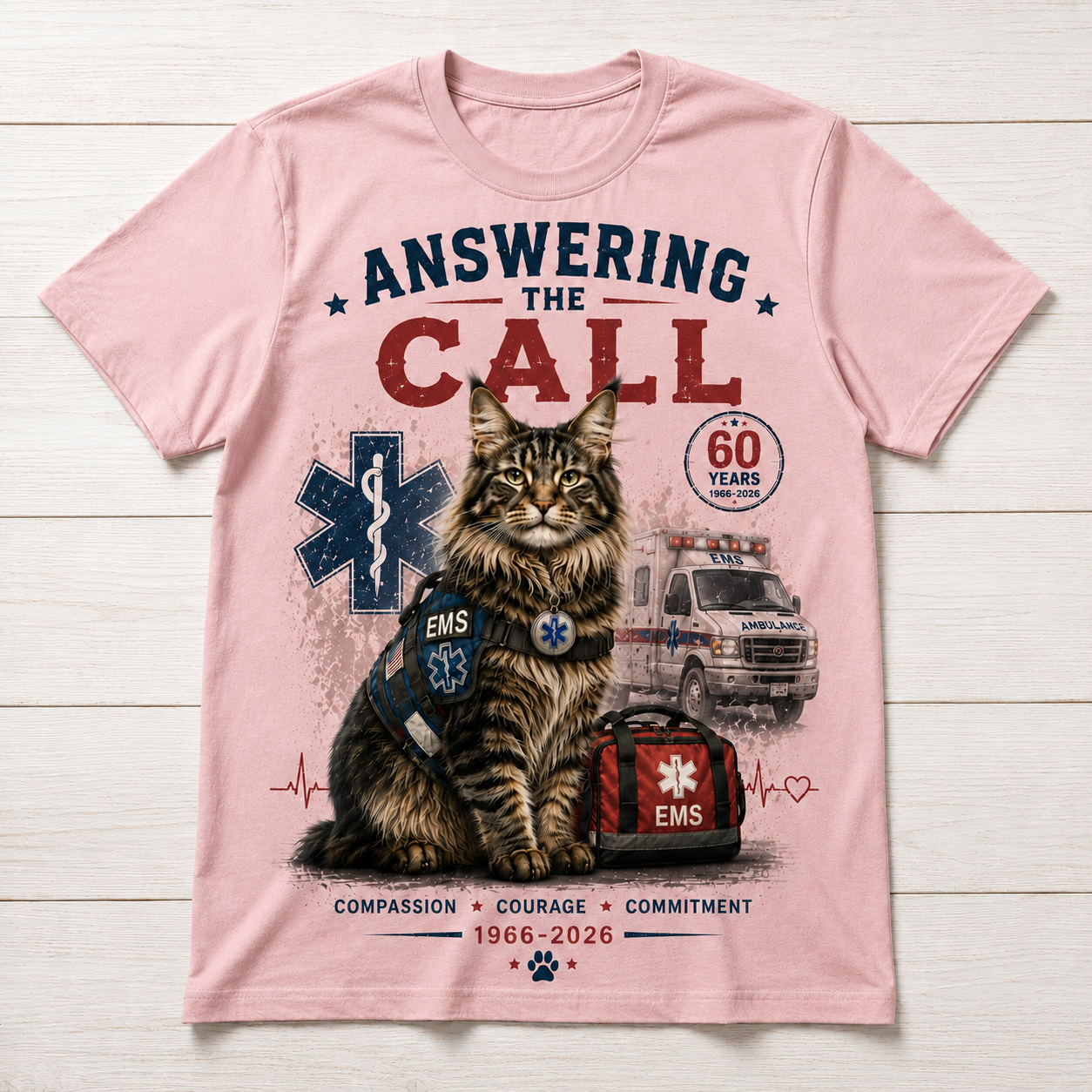 60 Years EMS Rescue Cat Tee