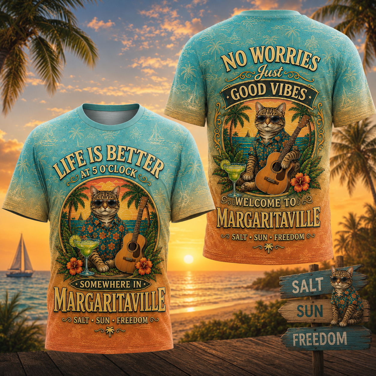 Margaritaville Beach Cat T-Shirt