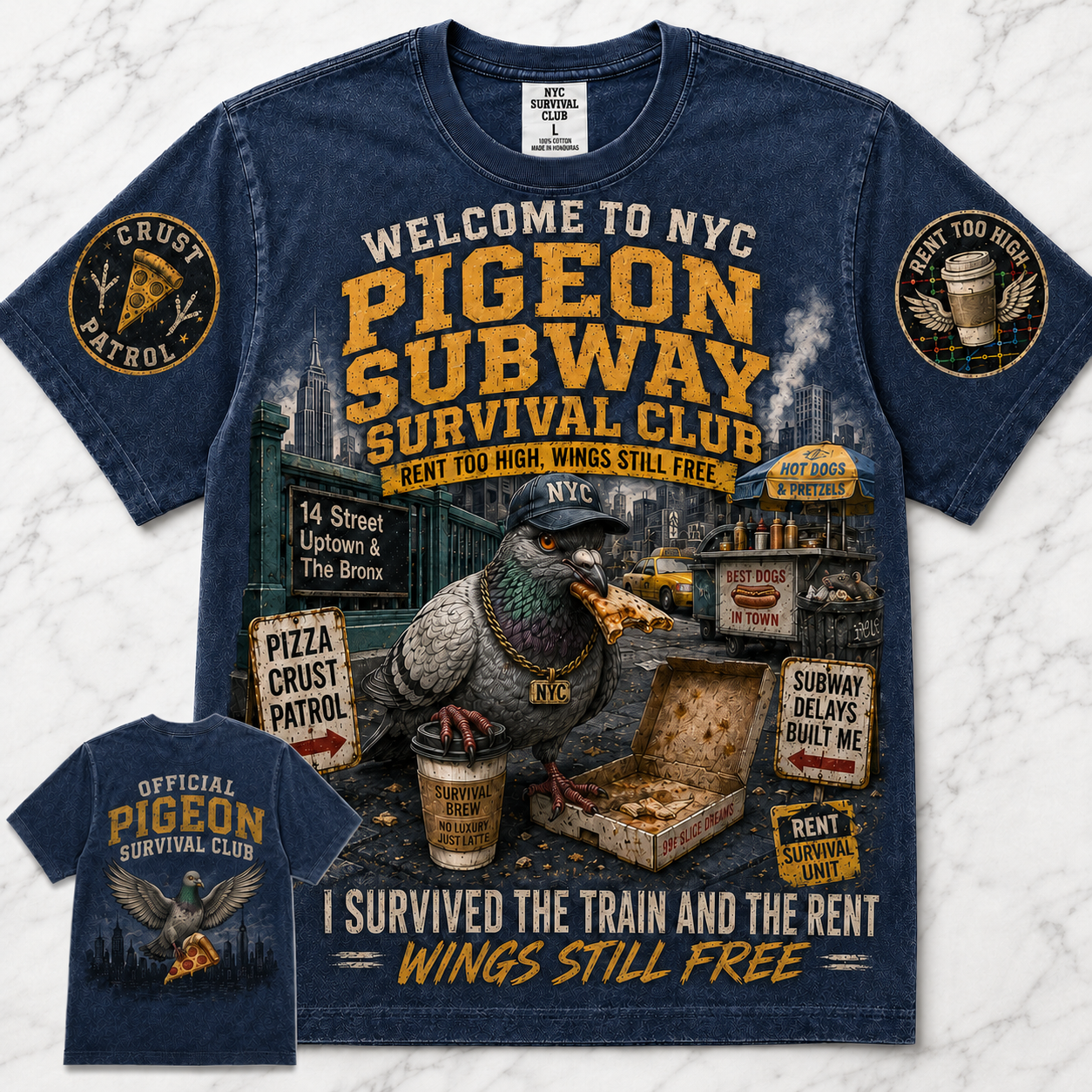 NYC Pigeon Subway Survival Club T-Shirt