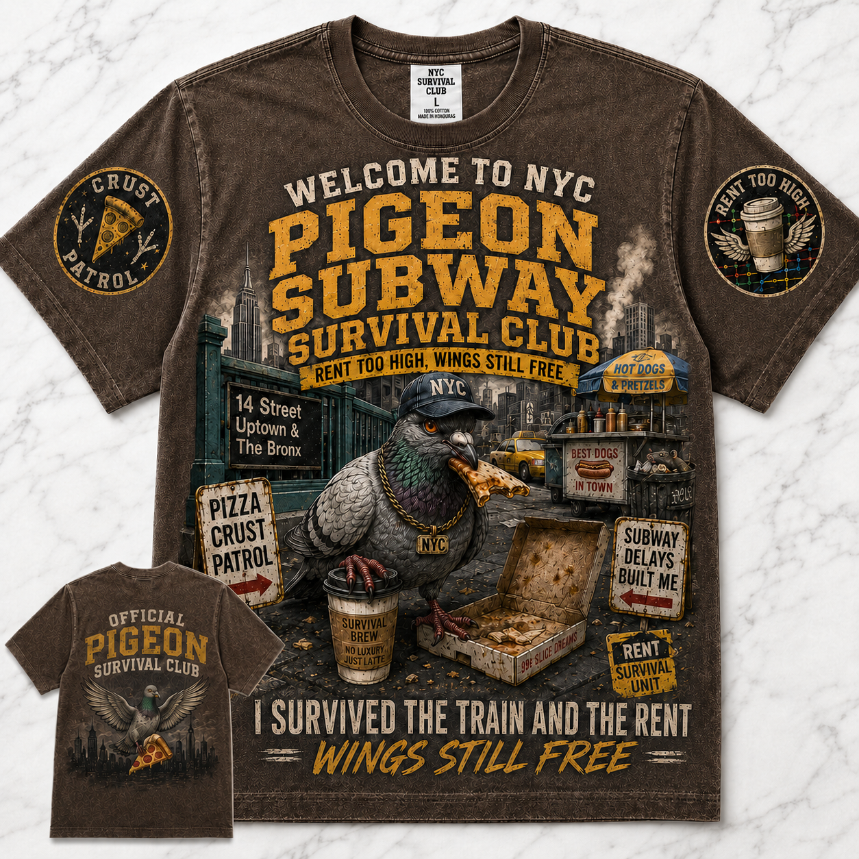NYC Pigeon Subway Survival Club T-Shirt