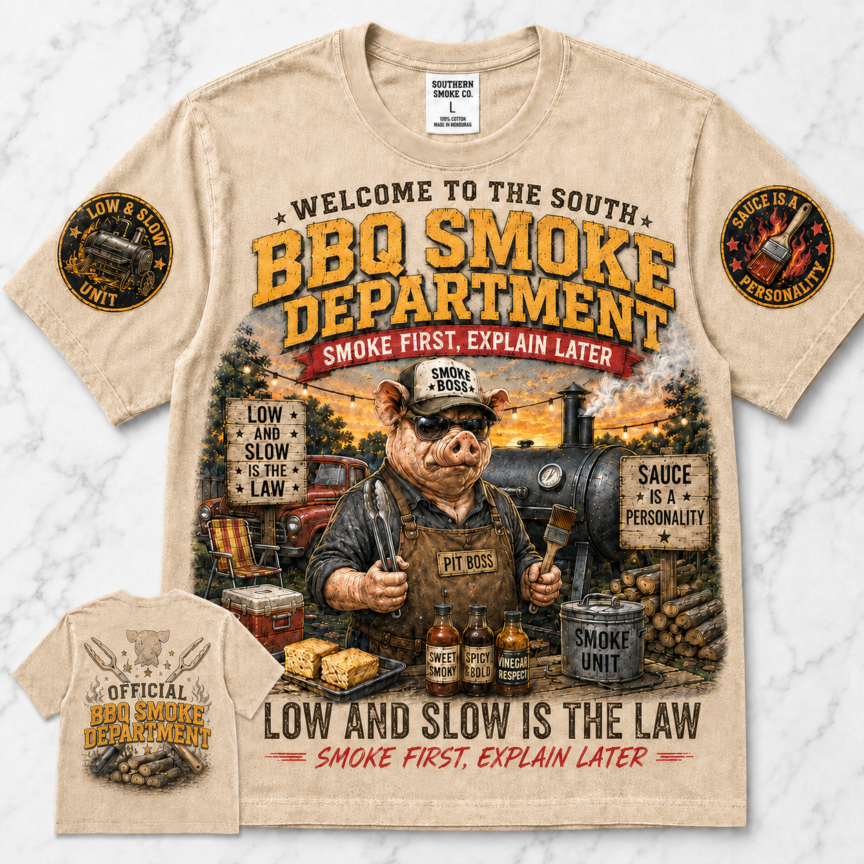 BBQ Smoke Department Pig T-Shirt