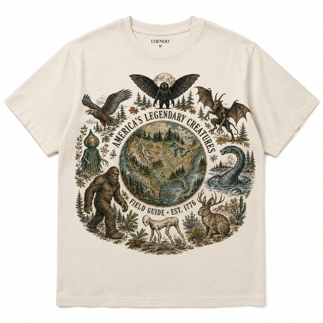 America’s Legendary Creatures Vintage Cryptid Graphic T-Shirt