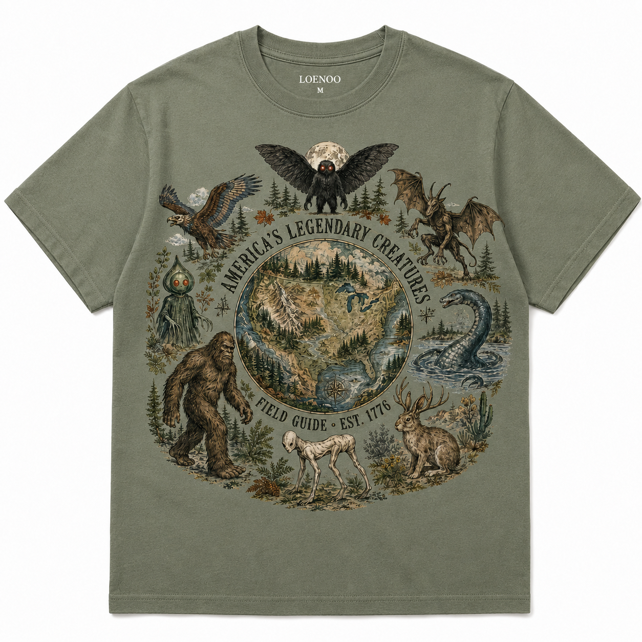 America’s Legendary Creatures Vintage Cryptid Graphic T-Shirt