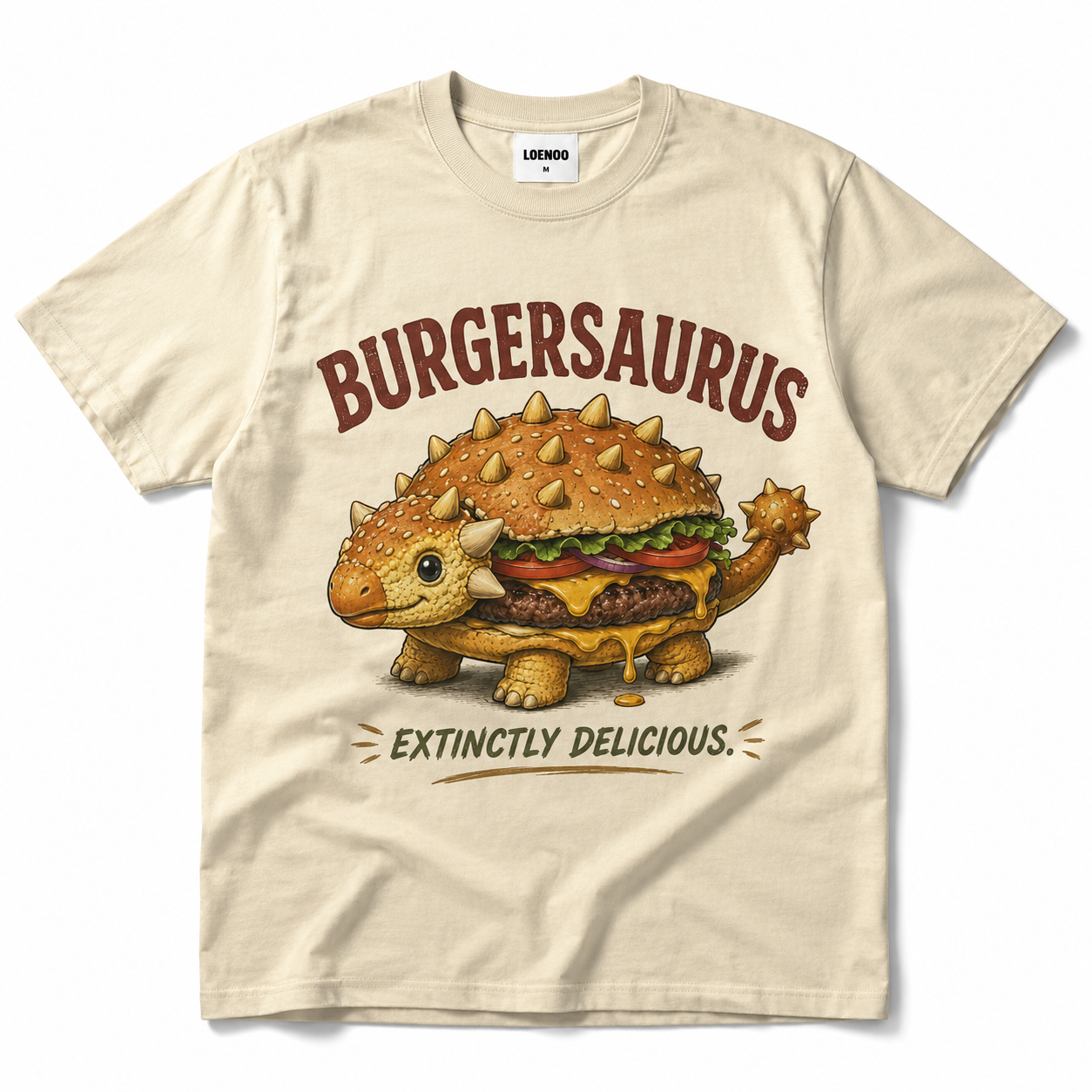 Burgersaurus Funny Dinosaur Burger Graphic T-Shirt