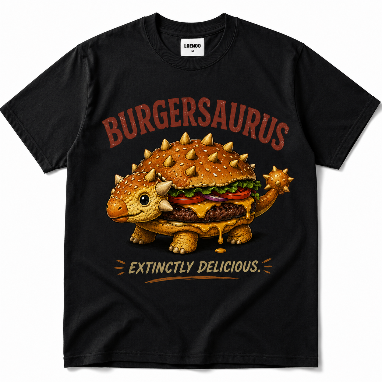 Burgersaurus Funny Dinosaur Burger Graphic T-Shirt