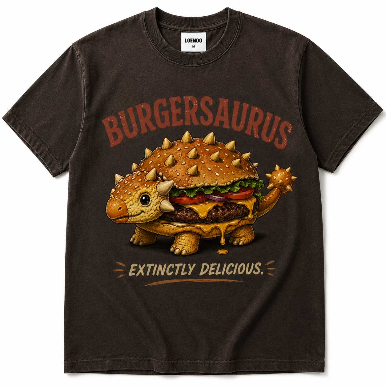 Burgersaurus Funny Dinosaur Burger Graphic T-Shirt