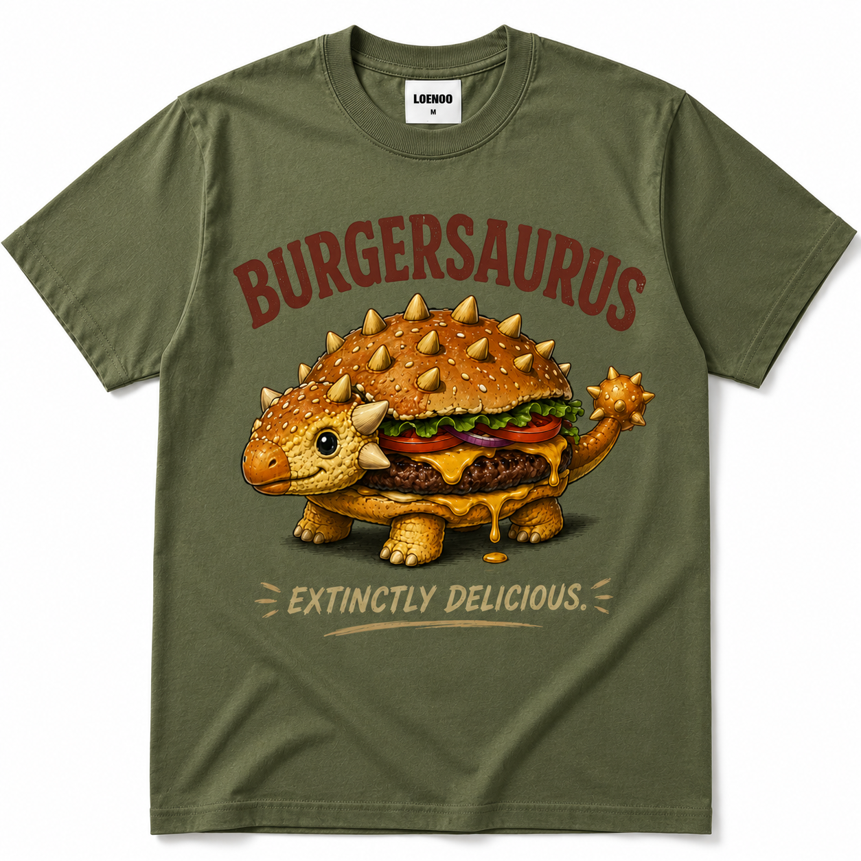 Burgersaurus Funny Dinosaur Burger Graphic T-Shirt