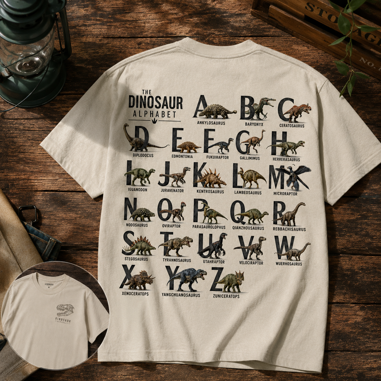 The Dinosaur Alphabet Vintage Educational Dinosaur Graphic T-Shirt