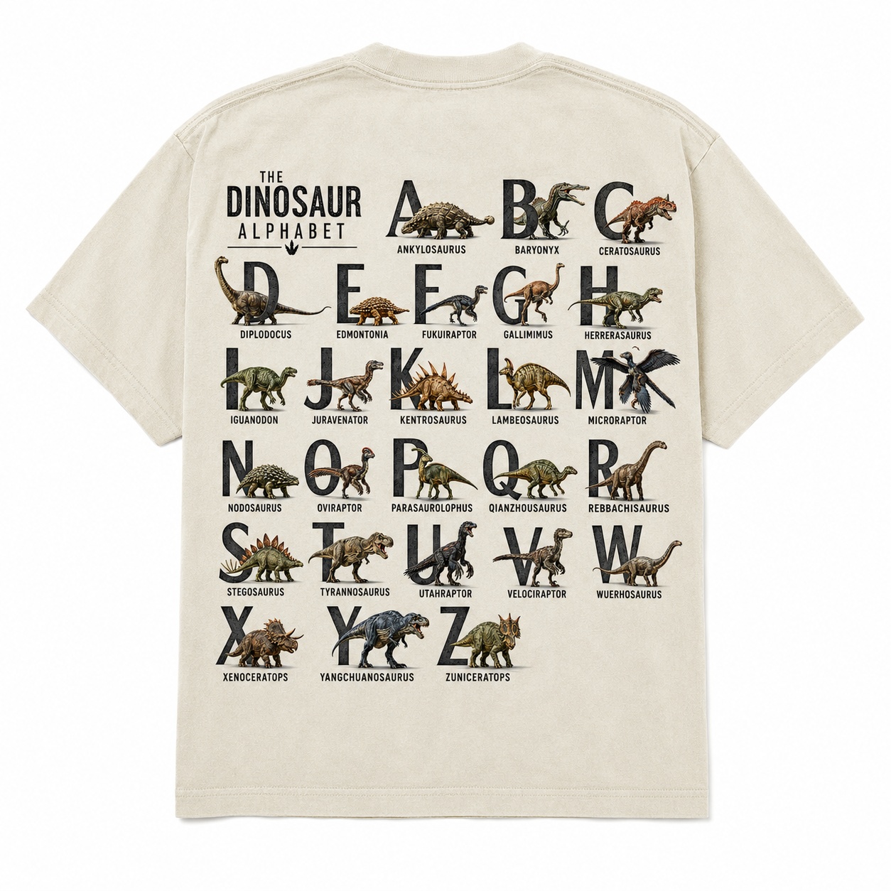 The Dinosaur Alphabet Vintage Educational Dinosaur Graphic T-Shirt