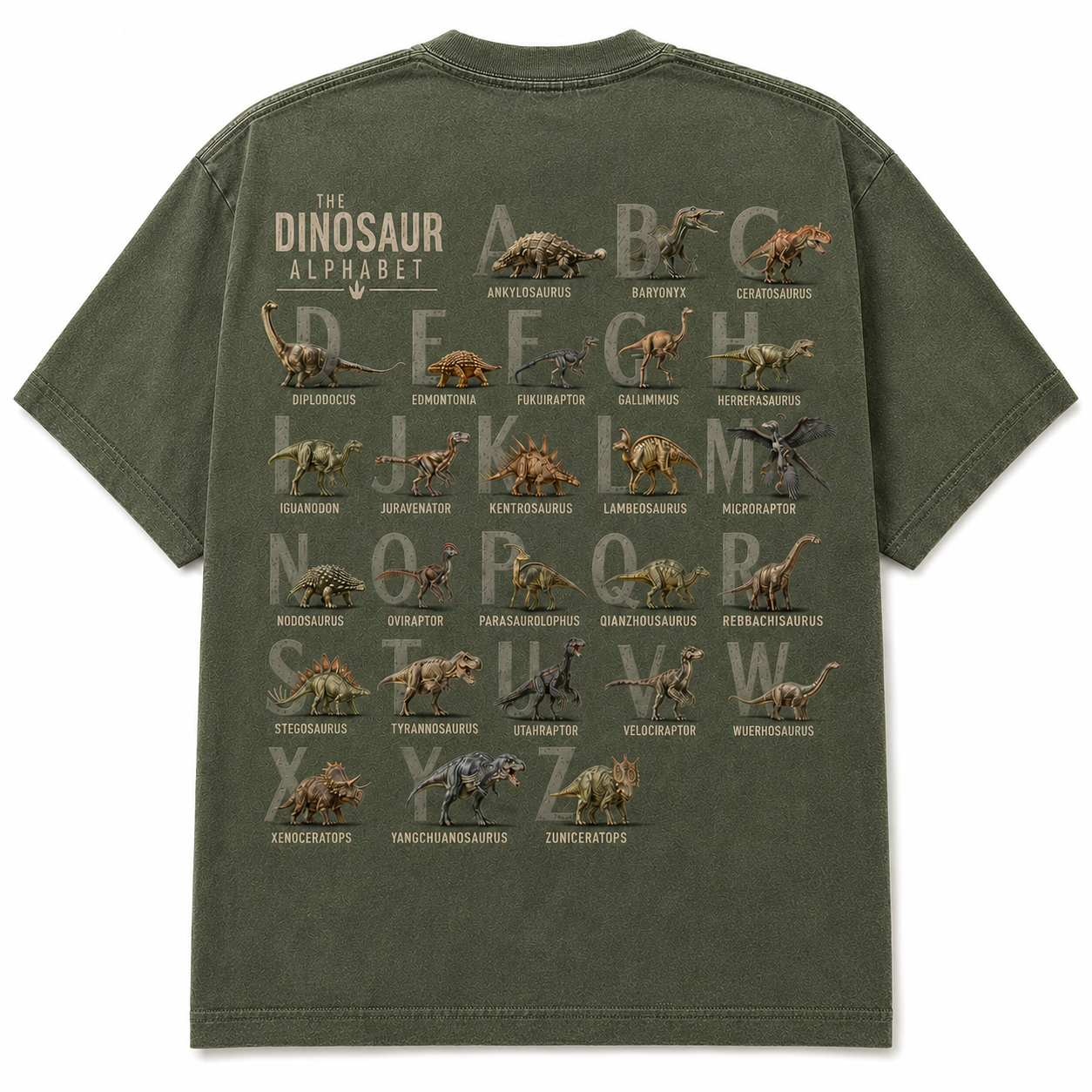 The Dinosaur Alphabet Vintage Educational Dinosaur Graphic T-Shirt