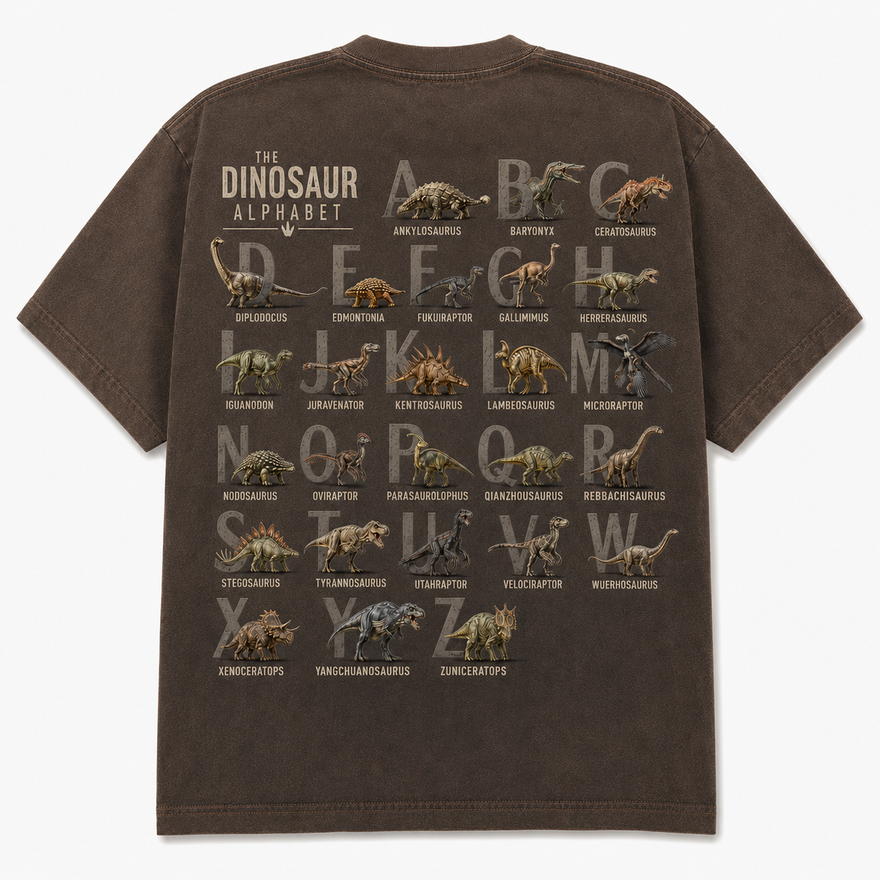 The Dinosaur Alphabet Vintage Educational Dinosaur Graphic T-Shirt