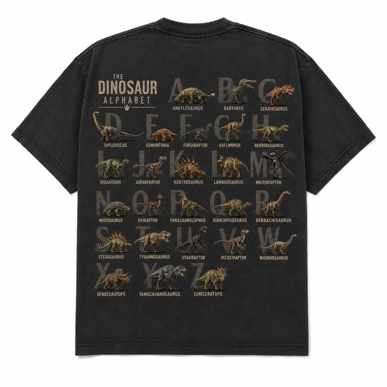 The Dinosaur Alphabet Vintage Educational Dinosaur Graphic T-Shirt