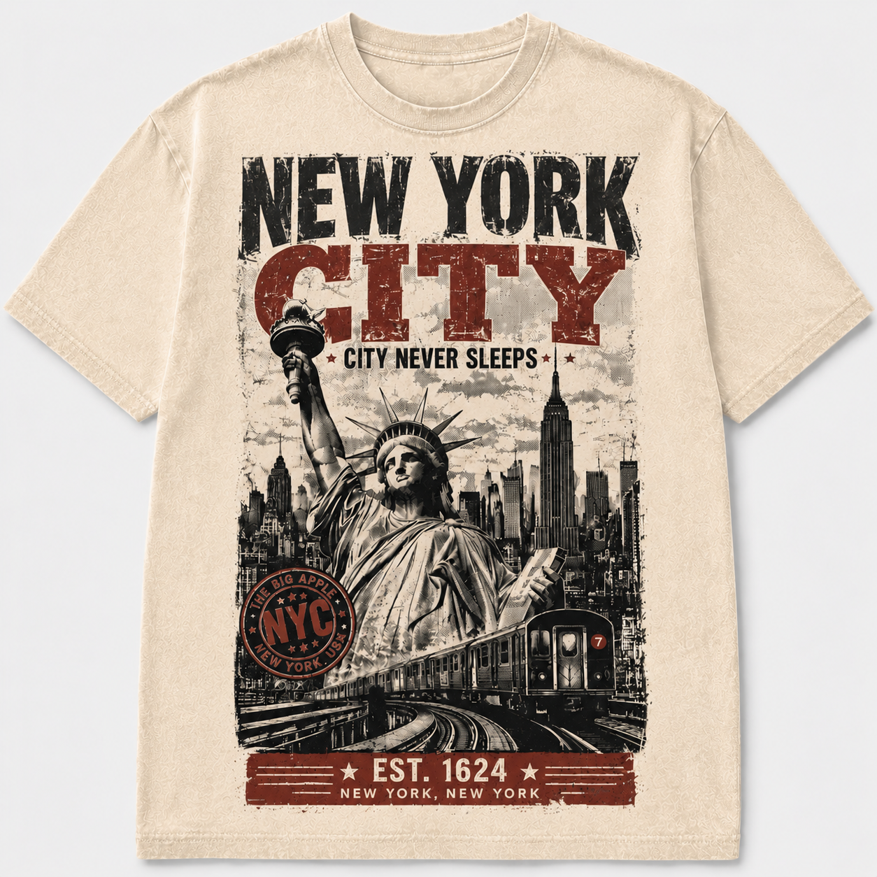 NYC City Never Sleeps Vintage Statue Tee