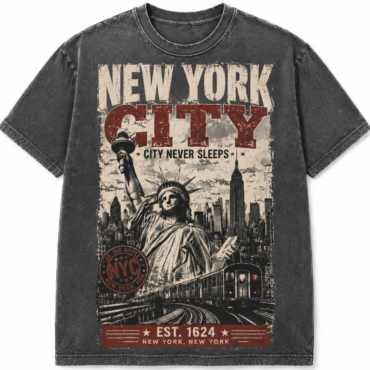 NYC City Never Sleeps Vintage Statue Tee
